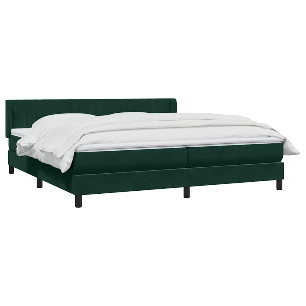 Box Spring κρεβάτι με στρώμα σκούρο πράσινο 180x220cm Βελούδινο