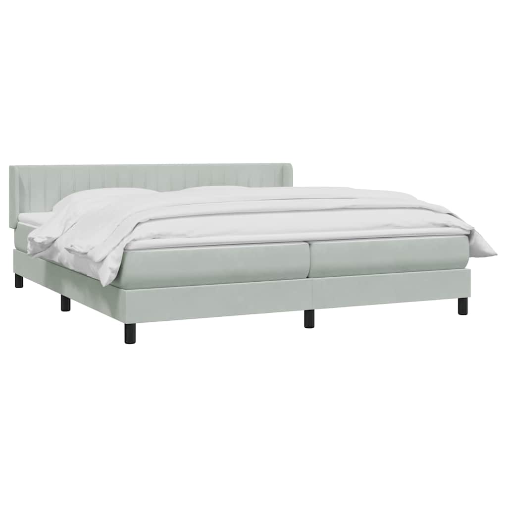 Box Spring κρεβάτι με στρώμα ανοιχτό γκρι 200x220 εκ. Βελούδινο - Pakobazaar
