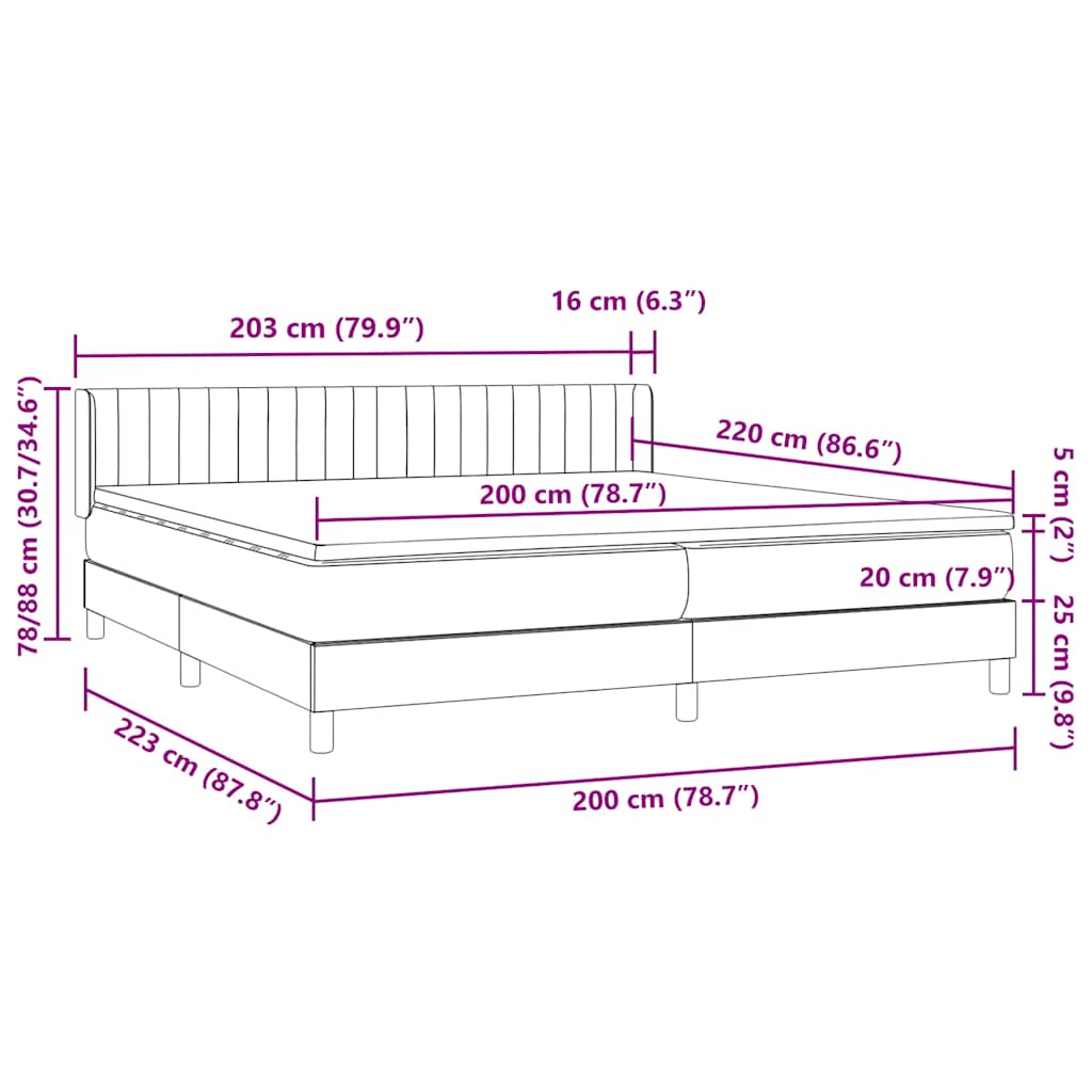 Box Spring Κρεβάτι με στρώμα Σκούρο πράσινο 200x220cm Βελούδινο - Pakobazaar