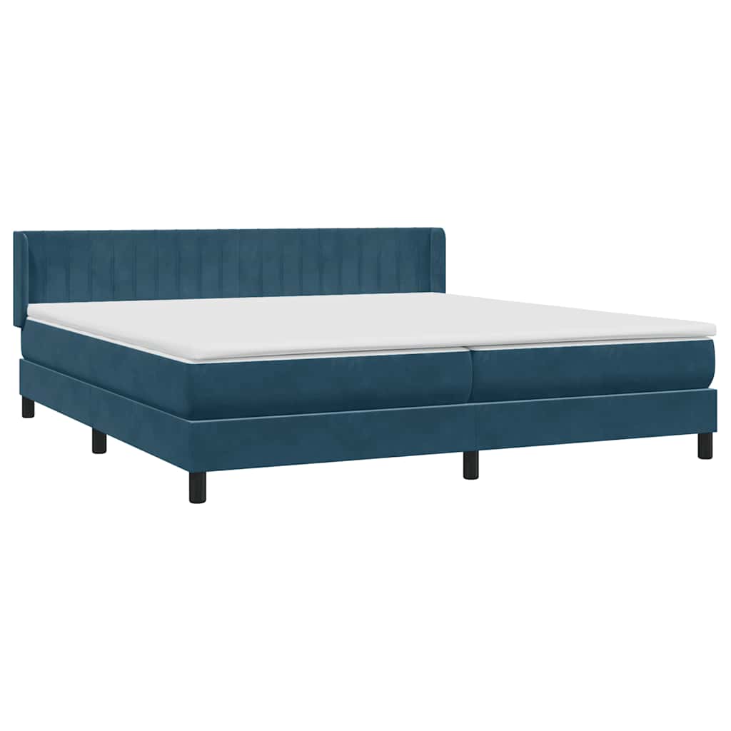 Box Spring κρεβάτι με στρώμα σκούρο μπλε 200x220 cm Βελούδινο - Pakobazaar