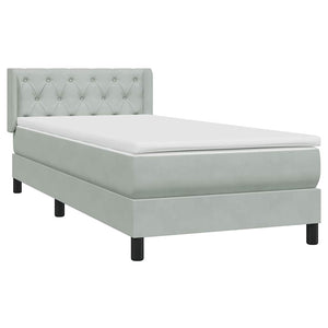 Κρεβάτι Boxspring με Στρώμα Ανοιχτό Γκρι 80x210 εκ. Βελούδινο