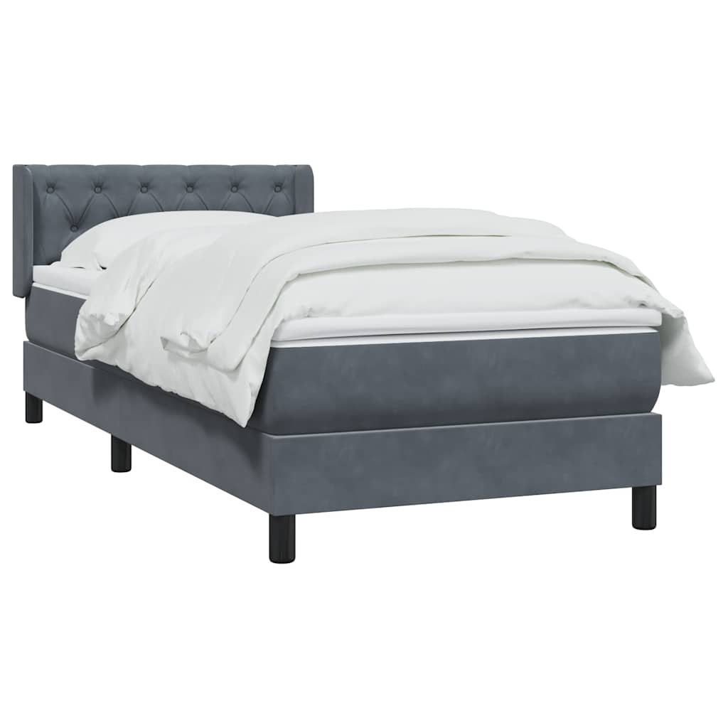 Box Spring Κρεβάτι με στρώμα Σκούρο γκρι 80x210 εκ. Βελούδινο
