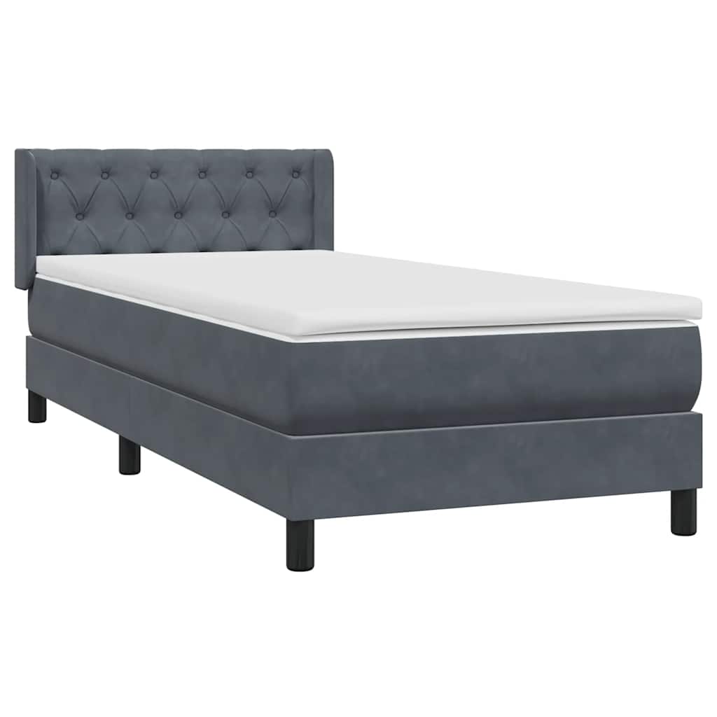 Box Spring Κρεβάτι με στρώμα Σκούρο γκρι 80x210 εκ. Βελούδινο