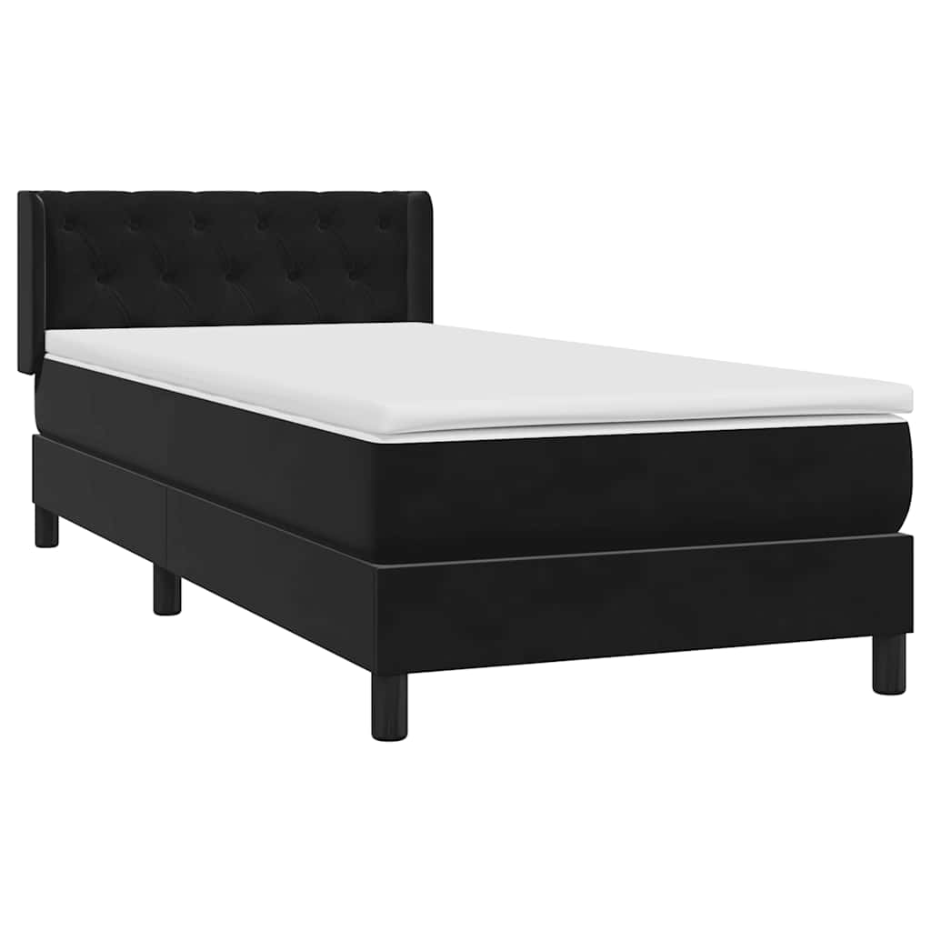 Box Spring Κρεβάτι με στρώμα Μαύρο 80x210 εκ. Βελούδινο