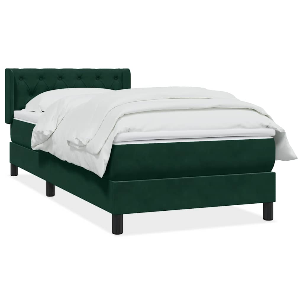 Box Spring Κρεβάτι με στρώμα Σκούρο πράσινο 80x210 cm Velvet - Pakobazaar
