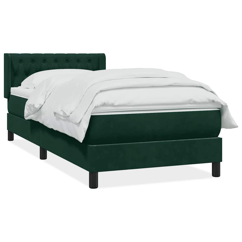 Box Spring Κρεβάτι με στρώμα Σκούρο πράσινο 80x210 cm Velvet - Pakobazaar