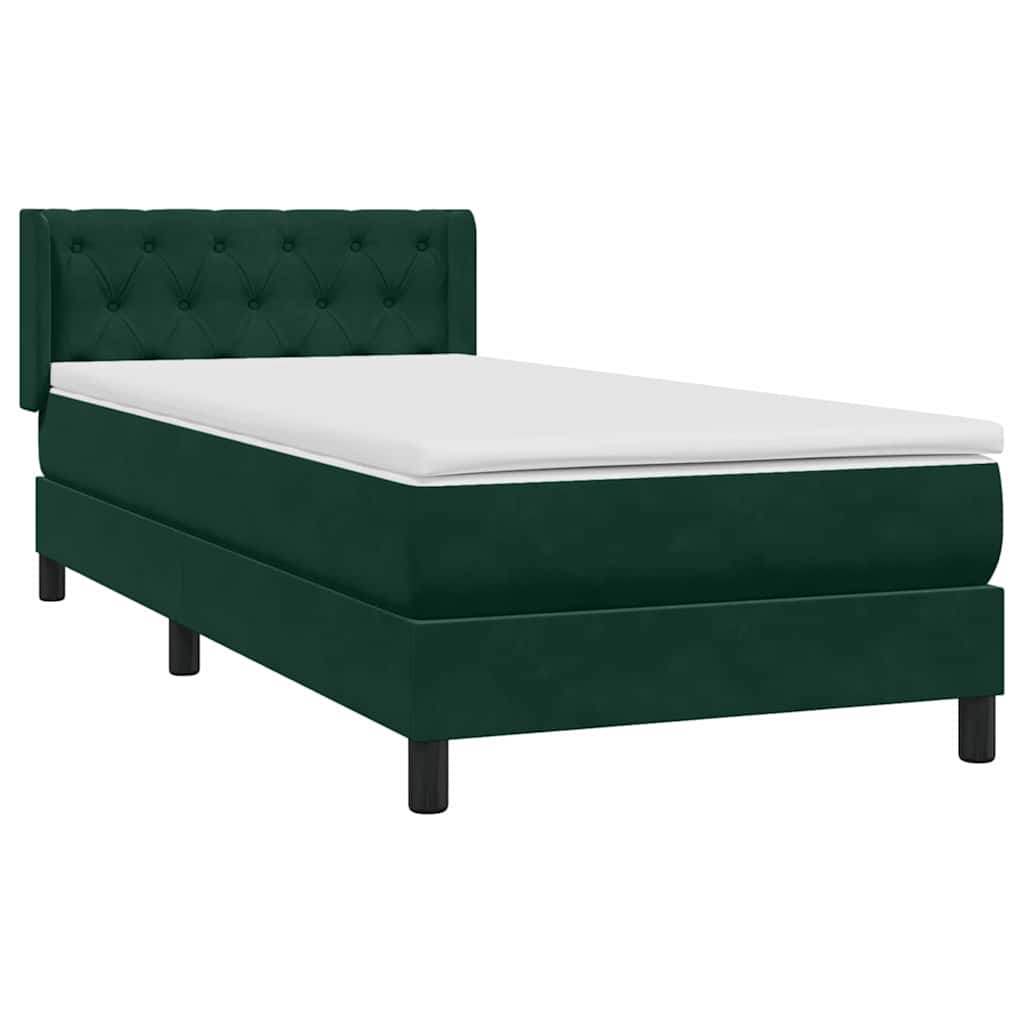 Box Spring Κρεβάτι με στρώμα Σκούρο πράσινο 80x210 cm Velvet - Pakobazaar