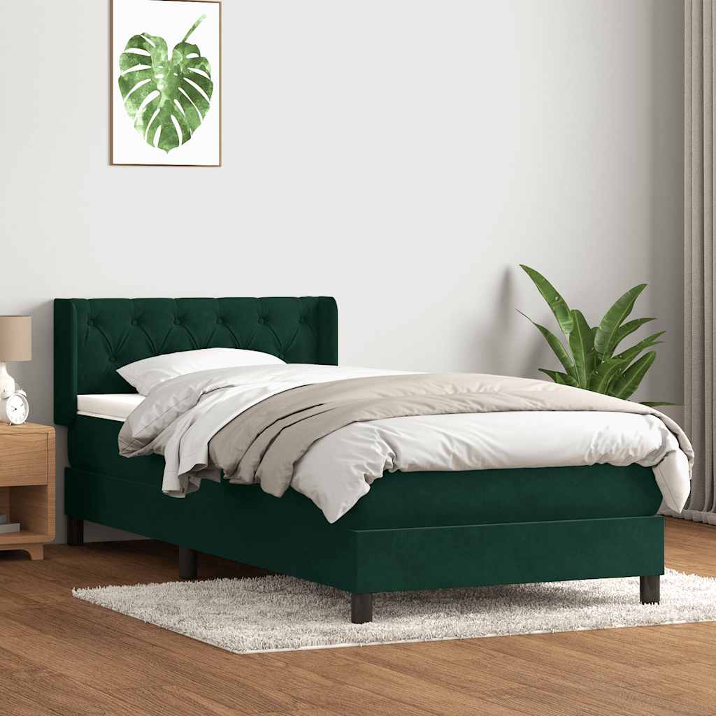Box Spring Κρεβάτι με στρώμα Σκούρο πράσινο 80x210 cm Velvet - Pakobazaar