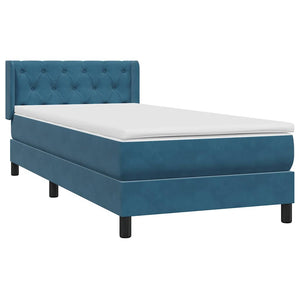 Box Spring κρεβάτι με στρώμα σκούρο μπλε 80x210 εκ. Βελούδινο