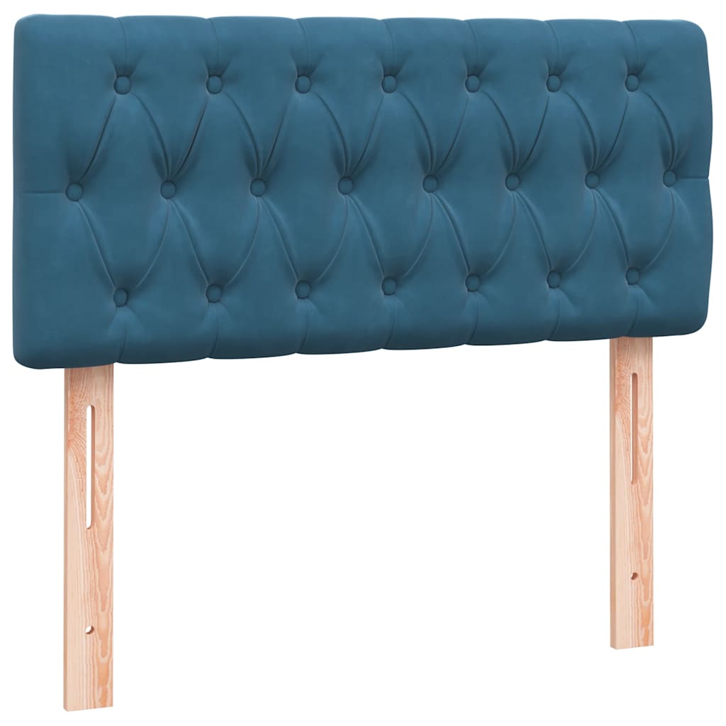 Box Spring κρεβάτι με στρώμα σκούρο μπλε 80x210 εκ. Βελούδινο