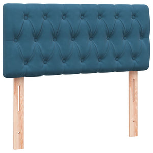 Box Spring κρεβάτι με στρώμα σκούρο μπλε 80x210 εκ. Βελούδινο