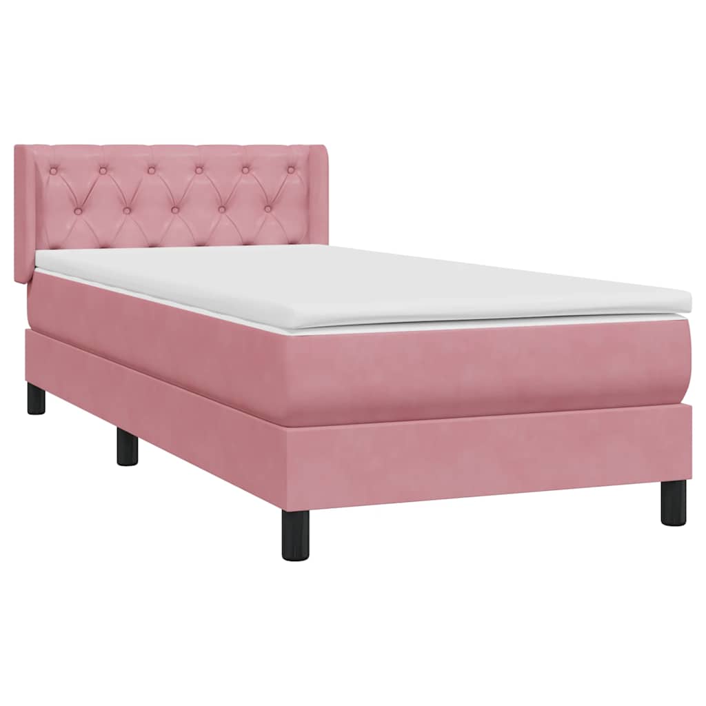 Box Spring κρεβάτι με στρώμα ροζ 80x210 εκ. Βελούδινο - Pakobazaar