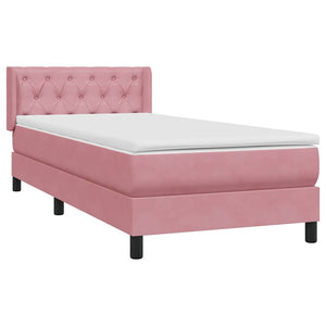 Box Spring κρεβάτι με στρώμα ροζ 80x210 εκ. Βελούδινο - Pakobazaar