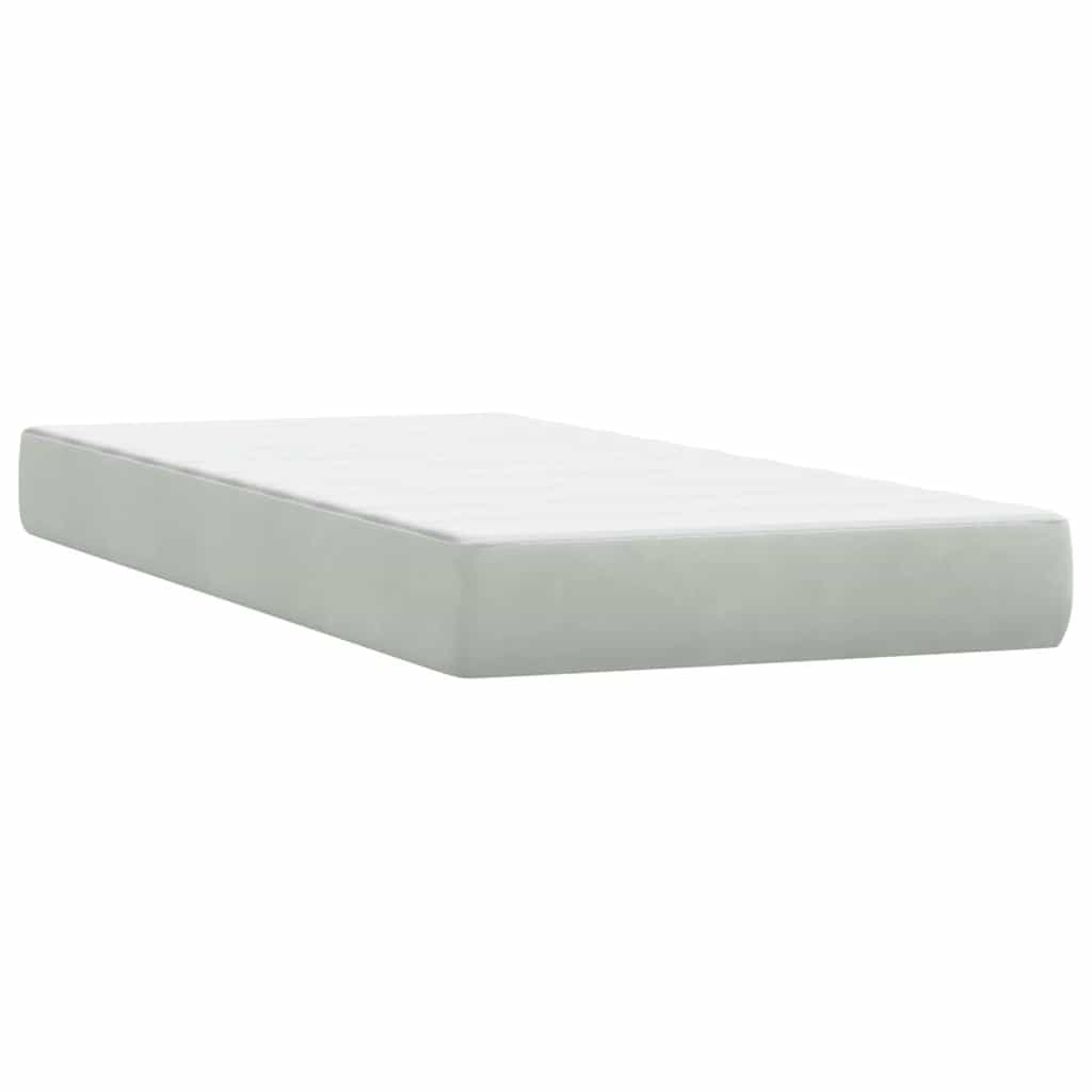 Box Spring κρεβάτι με στρώμα ανοιχτό γκρι 90x210 cm Βελούδινο