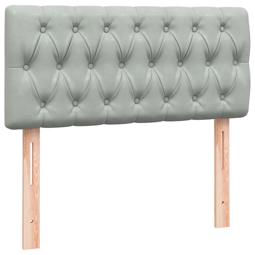 Box Spring κρεβάτι με στρώμα ανοιχτό γκρι 90x210 cm Βελούδινο