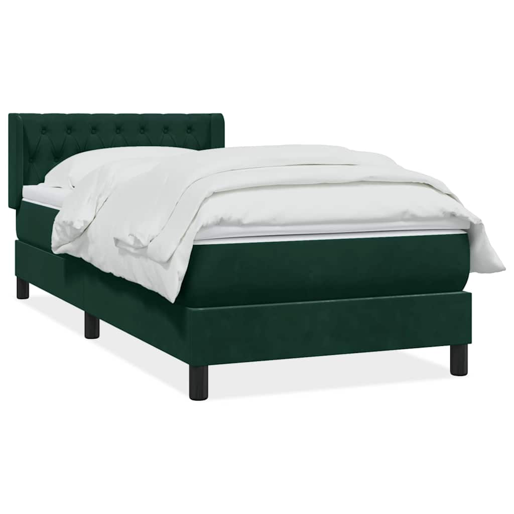 Box Spring κρεβάτι με στρώμα σκούρο πράσινο 90x210εκ. Βελούδινο