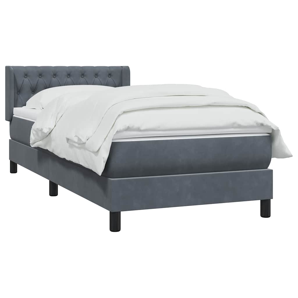 Κρεβάτι Boxspring με Στρώμα Σκούρο Γκρι 100x210 εκ. Βελούδινο - Pakobazaar