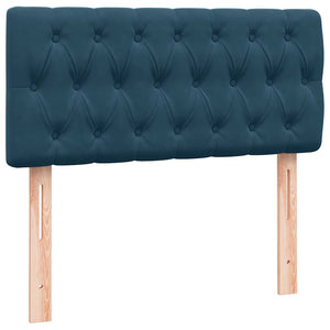 Κρεβάτι Boxspring με Στρώμα Σκούρο Μπλε 100x210 εκ. Βελούδινο - Pakobazaar