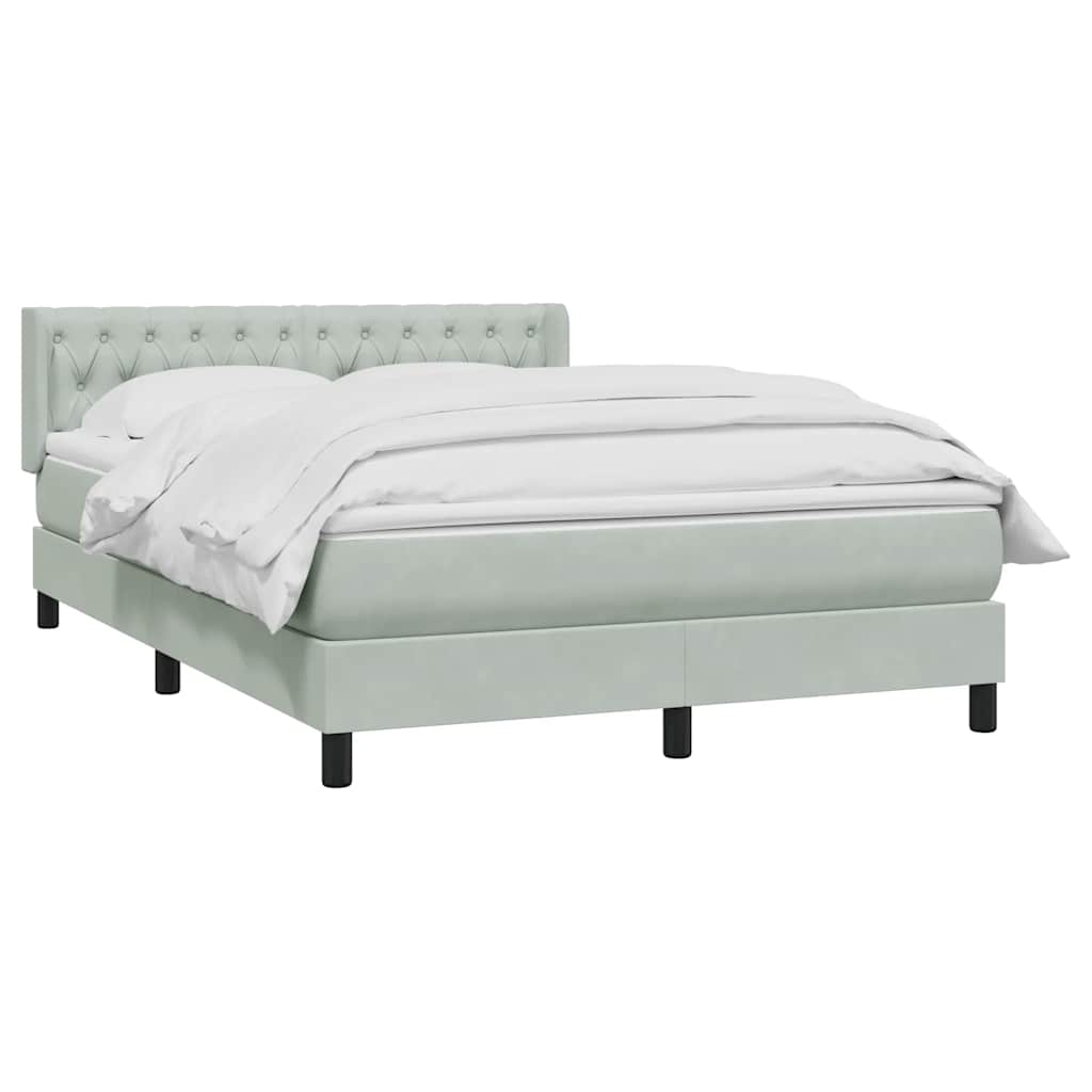 Κρεβάτι Boxspring με Στρώμα Ανοιχτό Γκρι 140x210 εκ. Βελούδινο - Pakobazaar