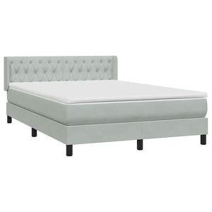 Κρεβάτι Boxspring με Στρώμα Ανοιχτό Γκρι 140x210 εκ. Βελούδινο