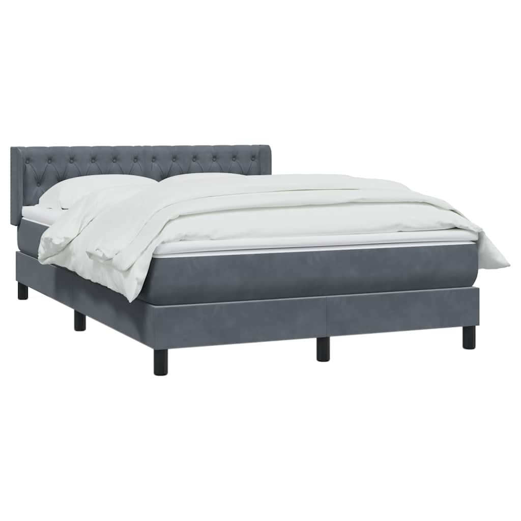 Κρεβάτι Boxspring με Στρώμα Σκούρο Γκρι 140x210 εκ. Βελούδινο