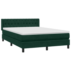 Κρεβάτι Boxspring με Στρώμα Σκούρο Πράσινο 140x210εκ. Βελούδινο