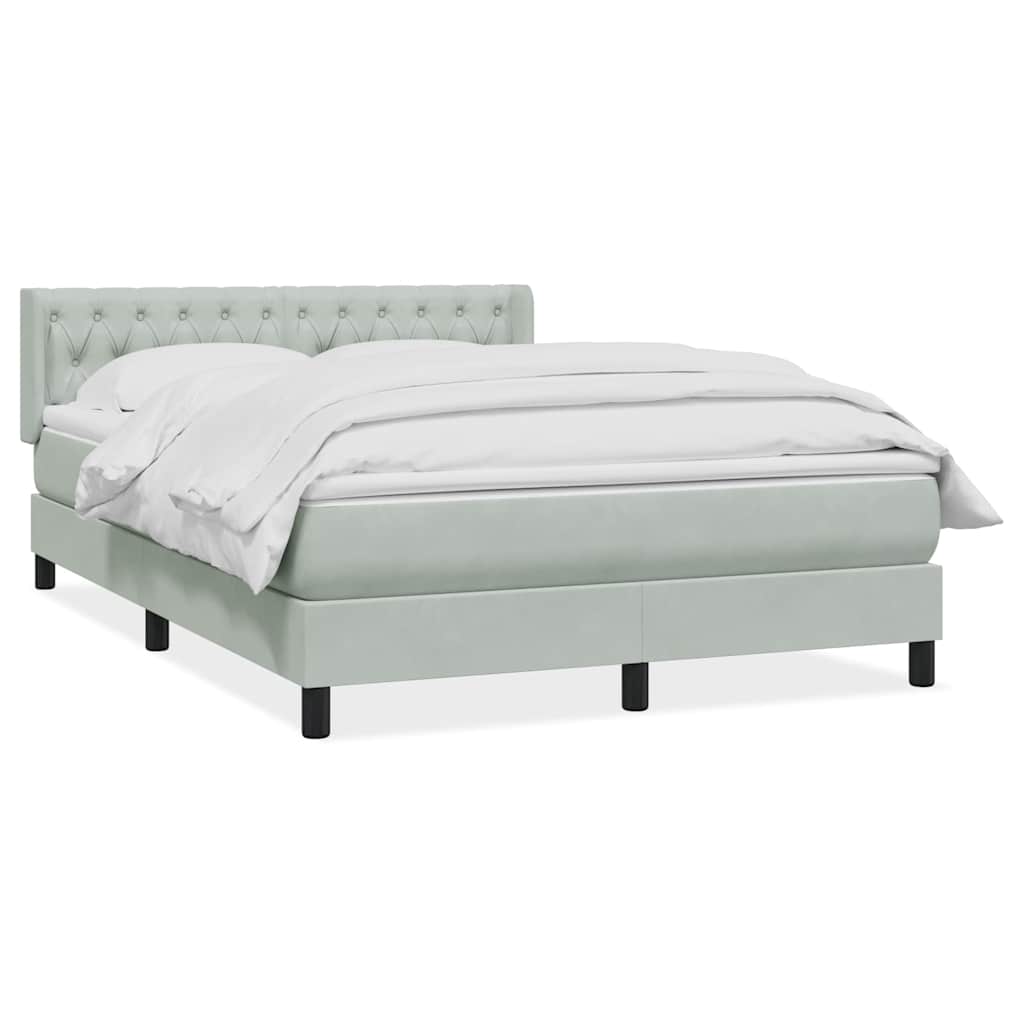 Κρεβάτι Boxspring με Στρώμα Ανοιχτό Γκρι 160x210 εκ. Βελούδινο - Pakobazaar