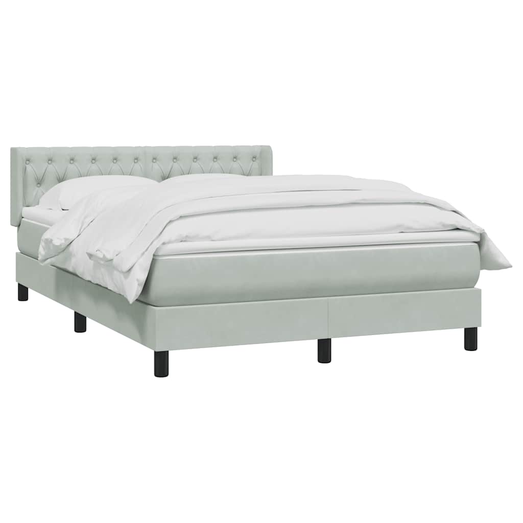 Κρεβάτι Boxspring με Στρώμα Ανοιχτό Γκρι 160x210 εκ. Βελούδινο - Pakobazaar