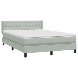 Κρεβάτι Boxspring με Στρώμα Ανοιχτό Γκρι 160x210 εκ. Βελούδινο - Pakobazaar