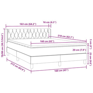 Κρεβάτι Boxspring με Στρώμα Σκούρο Μπλε 160x210 εκ. Βελούδινο