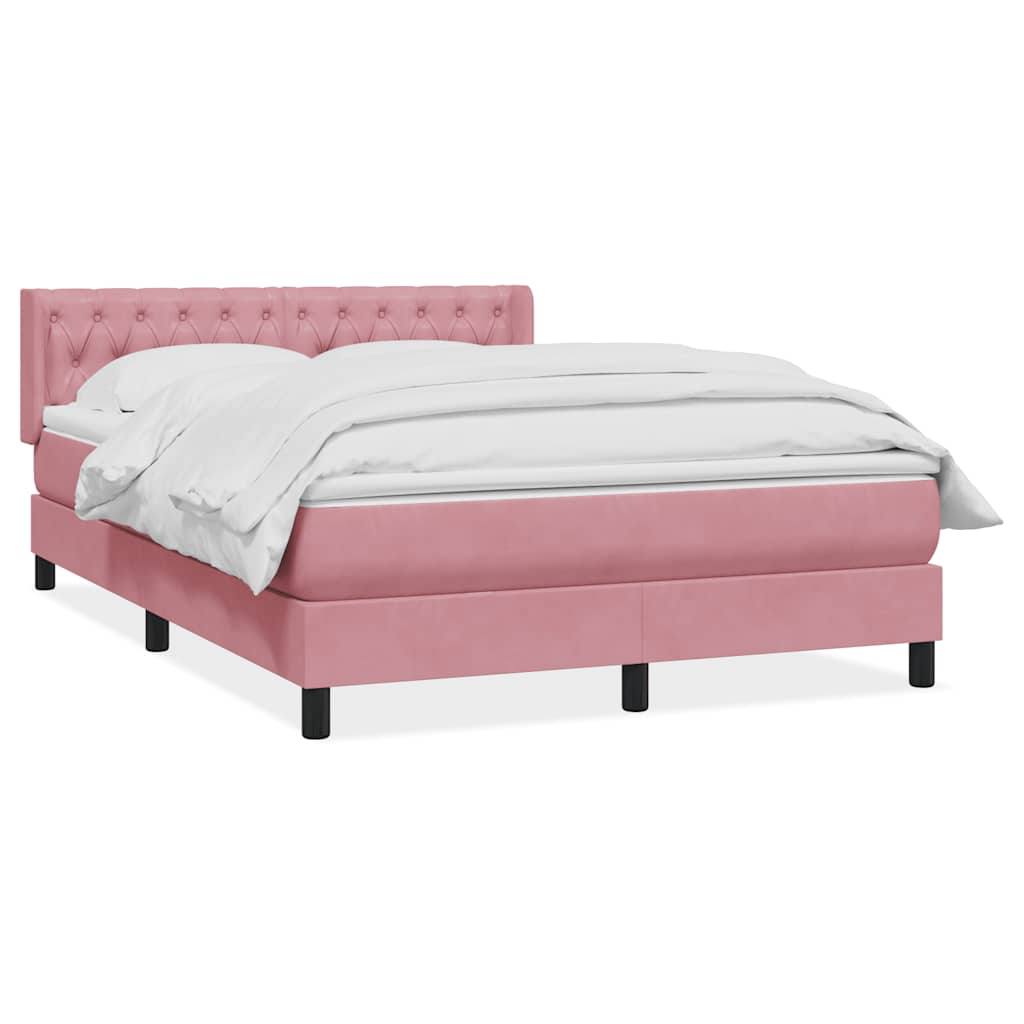 Κρεβάτι Boxspring με Στρώμα Ροζ 160x210 εκ. Βελούδινο