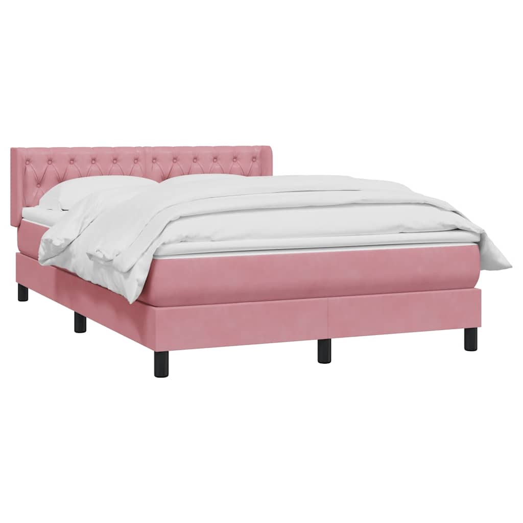Κρεβάτι Boxspring με Στρώμα Ροζ 160x210 εκ. Βελούδινο