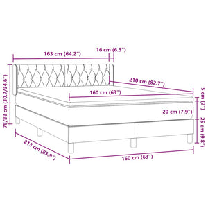 Κρεβάτι Boxspring με Στρώμα Ροζ 160x210 εκ. Βελούδινο