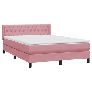 Κρεβάτι Boxspring με Στρώμα Ροζ 160x210 εκ. Βελούδινο