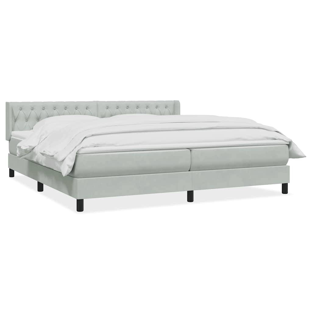 Κρεβάτι Boxspring με Στρώμα Ανοιχτό Γκρι 180x210 εκ. Βελούδινο - Pakobazaar