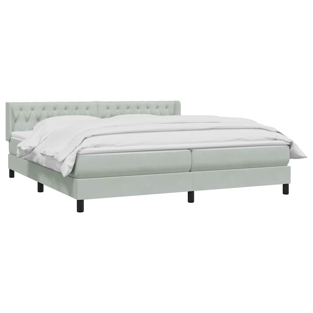 Κρεβάτι Boxspring με Στρώμα Ανοιχτό Γκρι 180x210 εκ. Βελούδινο - Pakobazaar