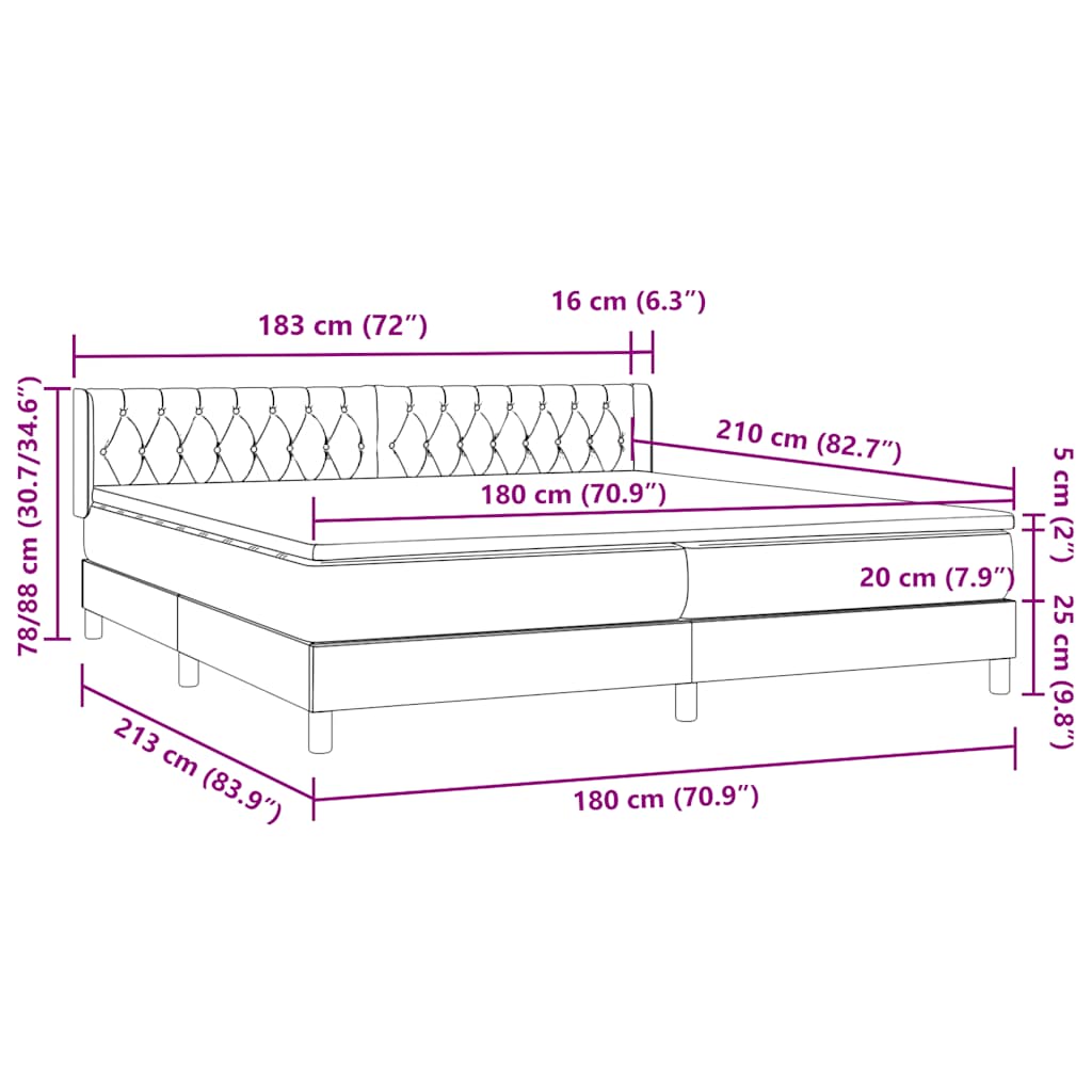 Κρεβάτι Boxspring με Στρώμα Ανοιχτό Γκρι 180x210 εκ. Βελούδινο - Pakobazaar