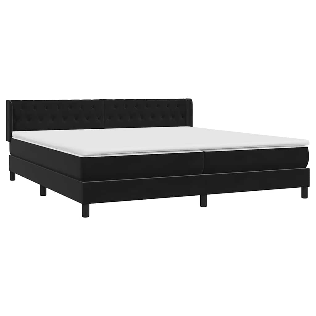 Κρεβάτι Boxspring με Στρώμα Μαύρο 180x210 εκ. Βελούδινο - Pakobazaar
