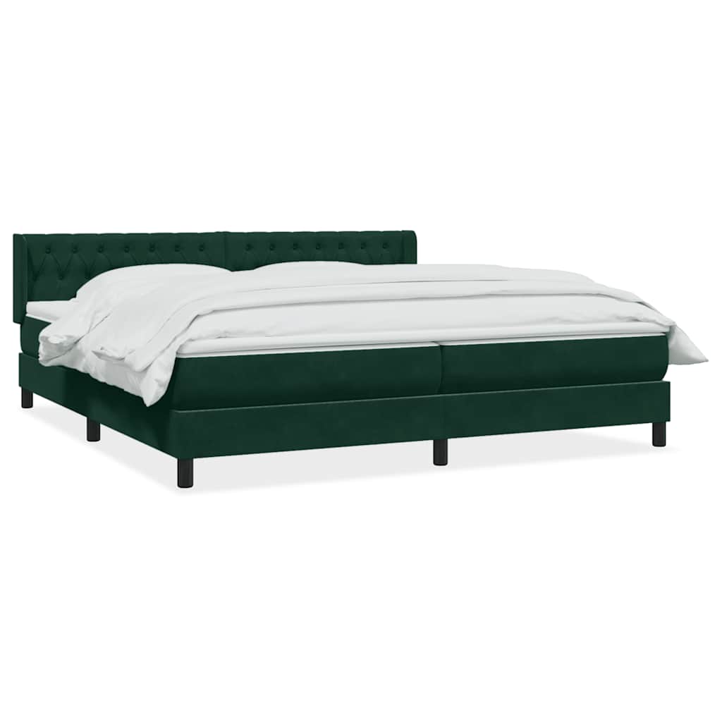 Κρεβάτι Boxspring με Στρώμα Σκούρο Πράσινο 180x210εκ. Βελούδινο