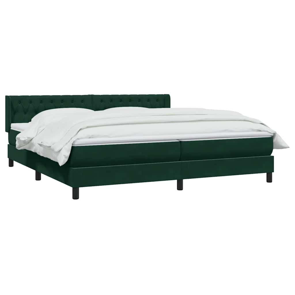 Κρεβάτι Boxspring με Στρώμα Σκούρο Πράσινο 180x210εκ. Βελούδινο