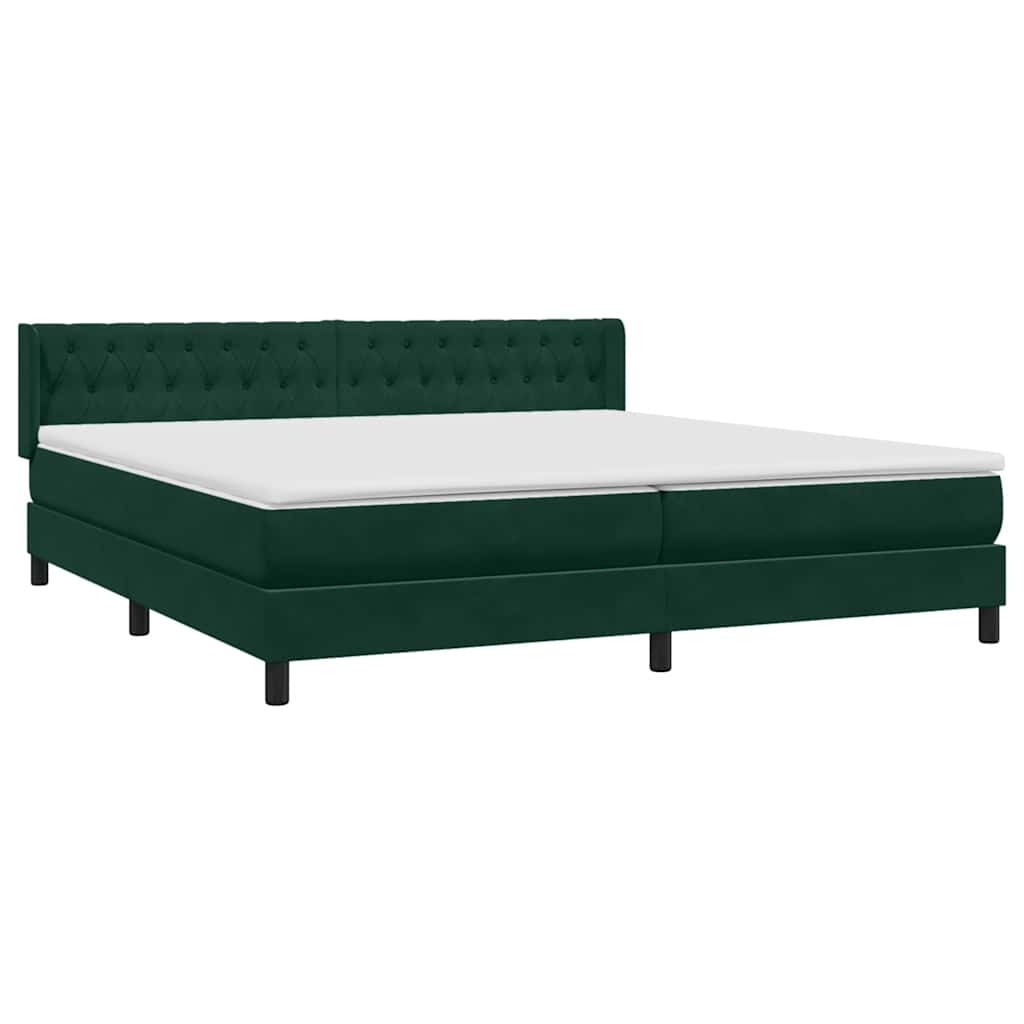Κρεβάτι Boxspring με Στρώμα Σκούρο Πράσινο 180x210εκ. Βελούδινο