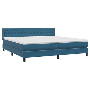 Κρεβάτι Boxspring με Στρώμα Σκούρο Μπλε 180x210 εκ. Βελούδινο - Pakobazaar