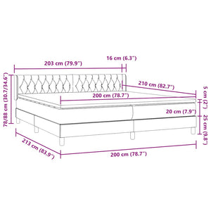 Box Spring κρεβάτι με στρώμα ανοιχτό γκρι 200x210 cm Βελούδινο - Pakobazaar