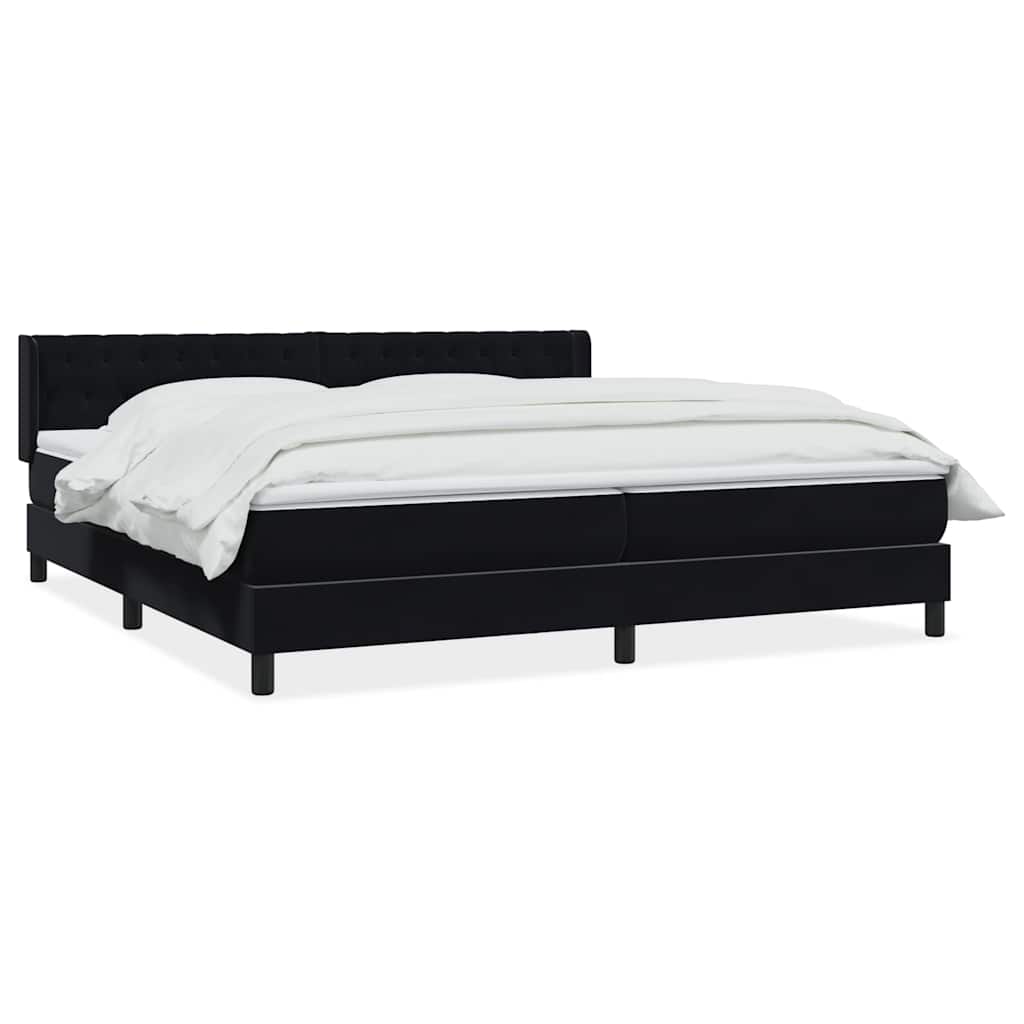Κρεβάτι Boxspring με Στρώμα Μαύρο 200x210 εκ. Βελούδινο - Pakobazaar