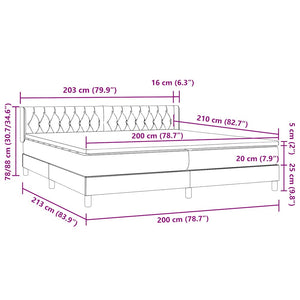 Κρεβάτι Boxspring με Στρώμα Μαύρο 200x210 εκ. Βελούδινο