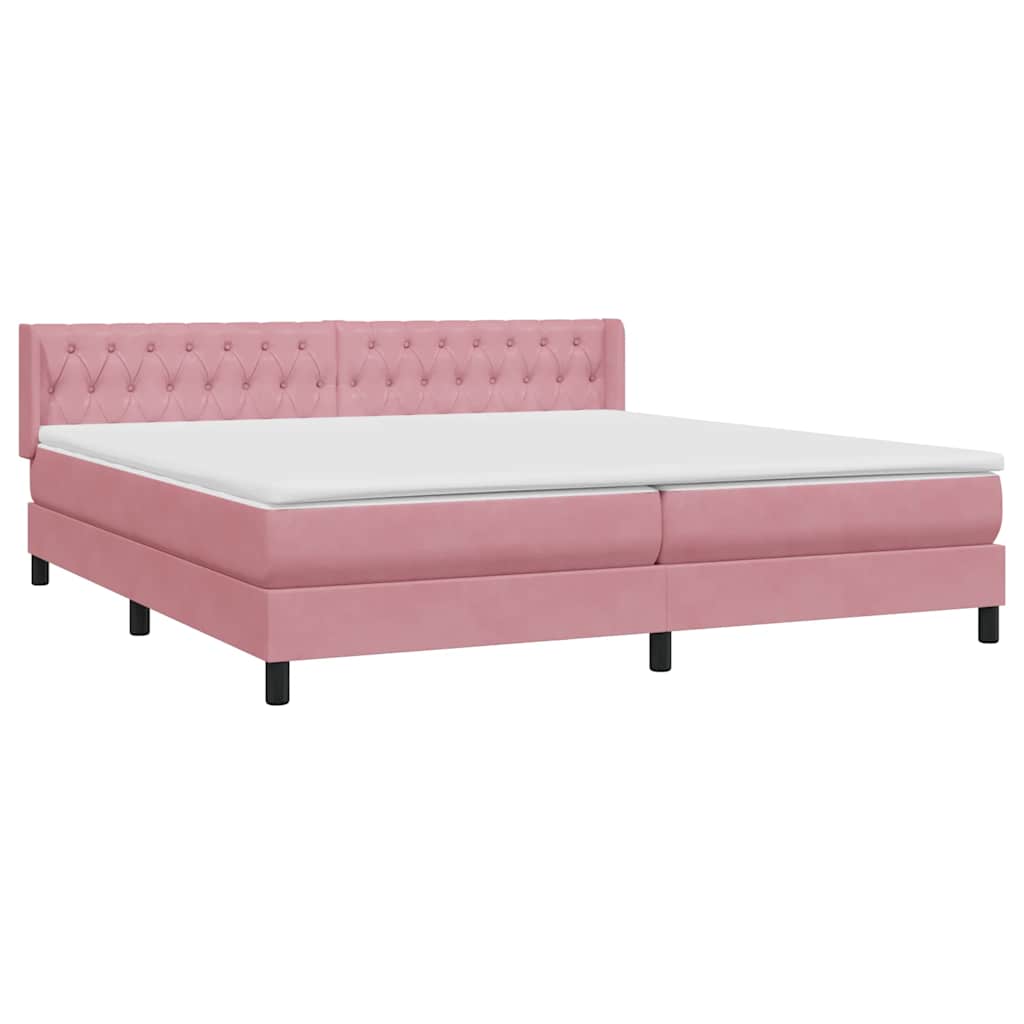 Κρεβάτι Boxspring με Στρώμα Ροζ 200x210 εκ. Βελούδινο