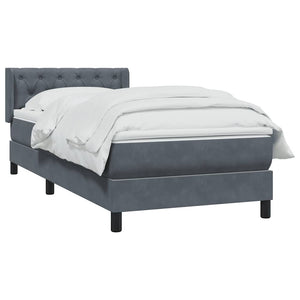 Κρεβάτι Boxspring με Στρώμα Σκούρο Γκρι 80x220 εκ. Βελούδινο