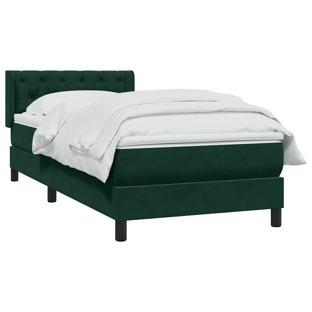 Box Spring κρεβάτι με στρώμα σκούρο πράσινο 80x220εκ. Βελούδινο