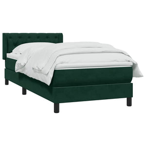 Box Spring κρεβάτι με στρώμα σκούρο πράσινο 80x220εκ. Βελούδινο