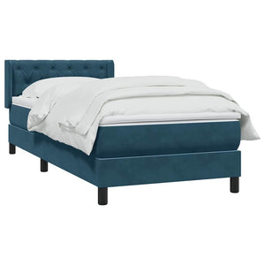 Κρεβάτι Boxspring με Στρώμα Σκούρο Μπλε 80x220 εκ. Βελούδινο